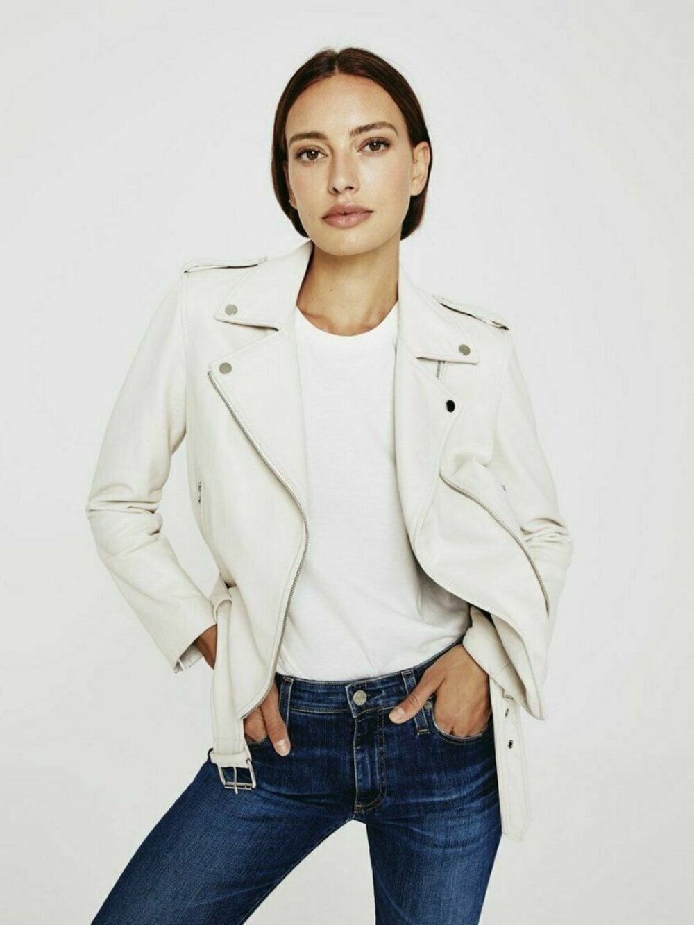 Vero Moda Vegan Leather White Moto Jacket